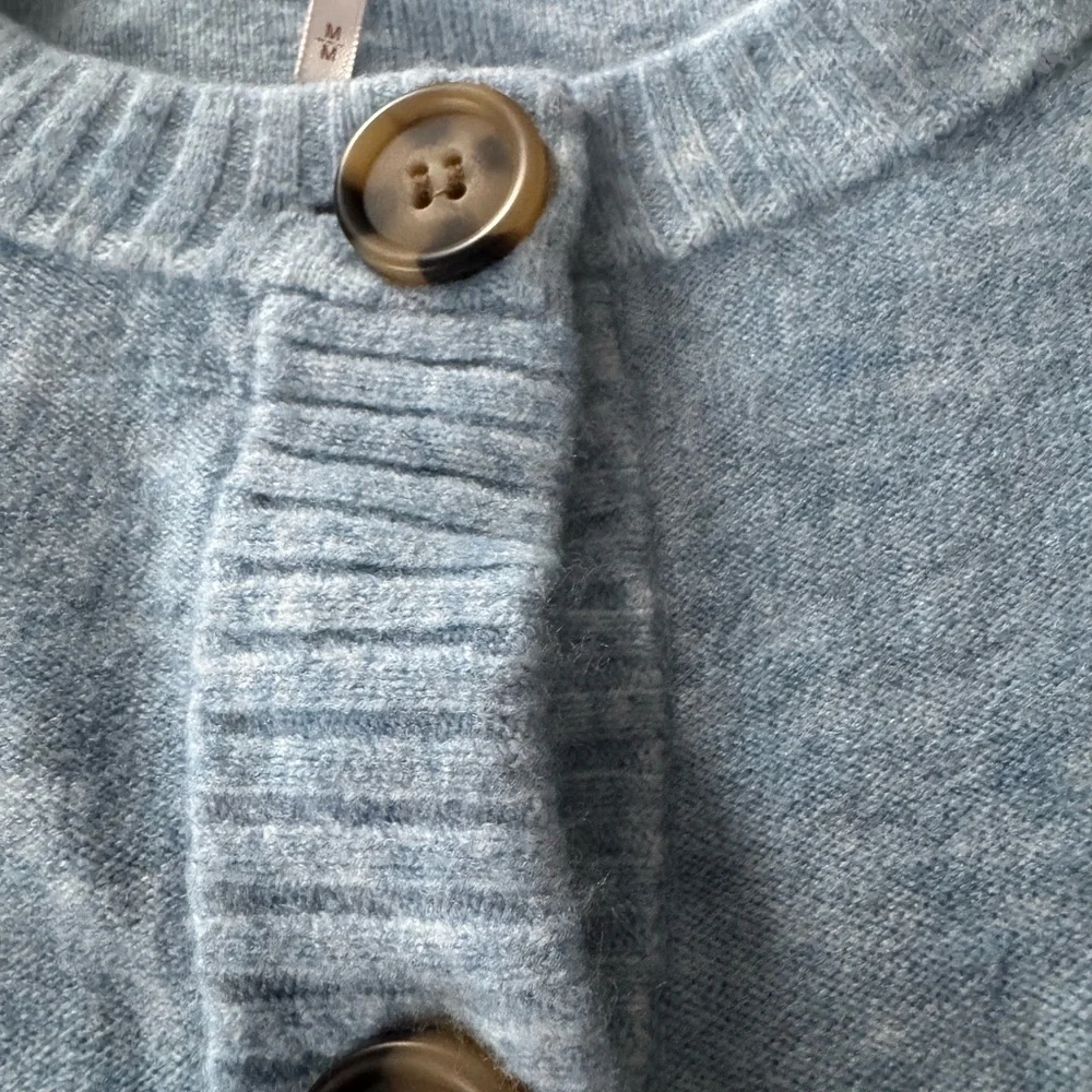 Free People Librarian Luna Cardigan Size M in Blue Knit Sweater Y2K - Picture 4 of 11